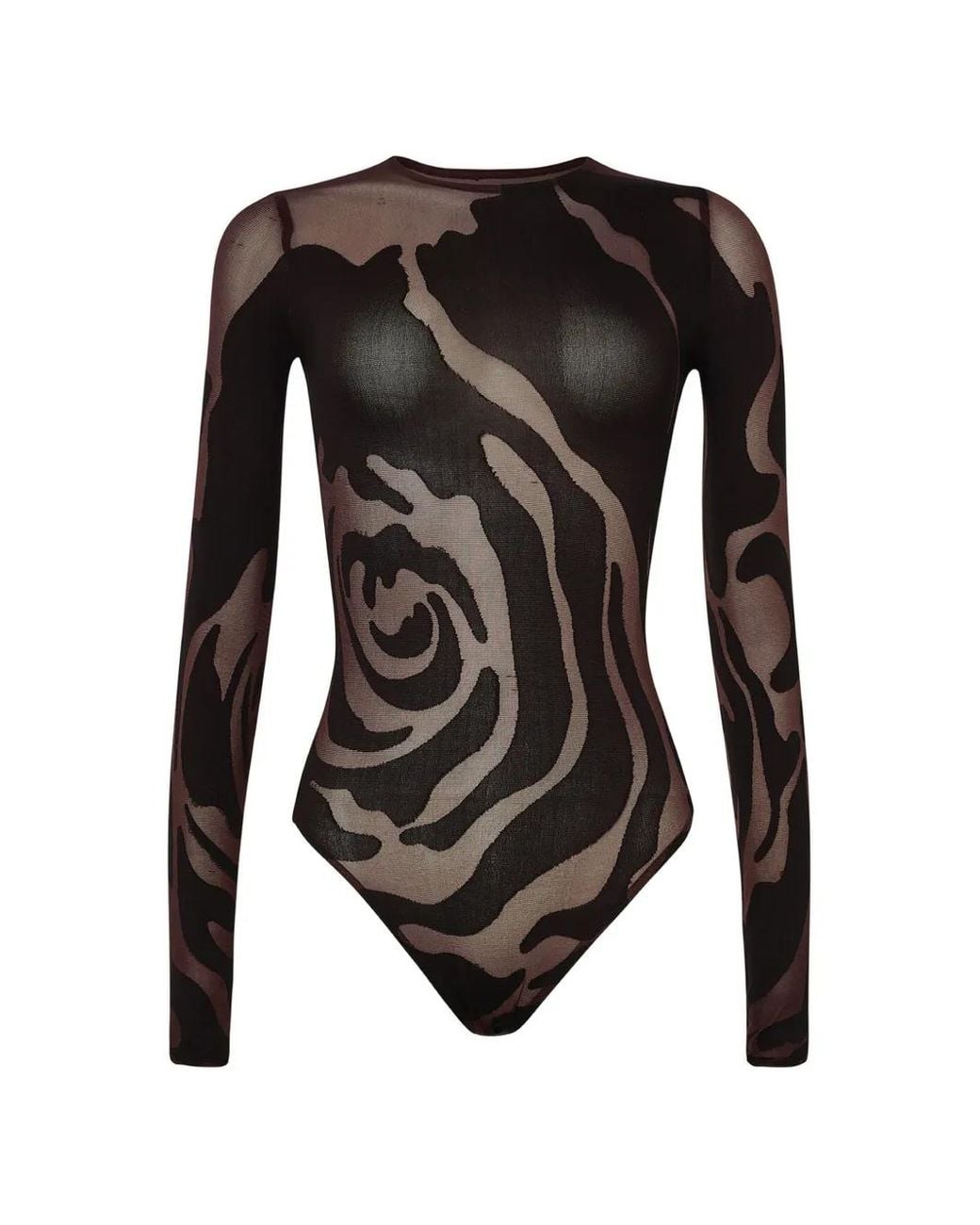 Wolford Black Rose-Pattern Circular-Knit Bodysuit