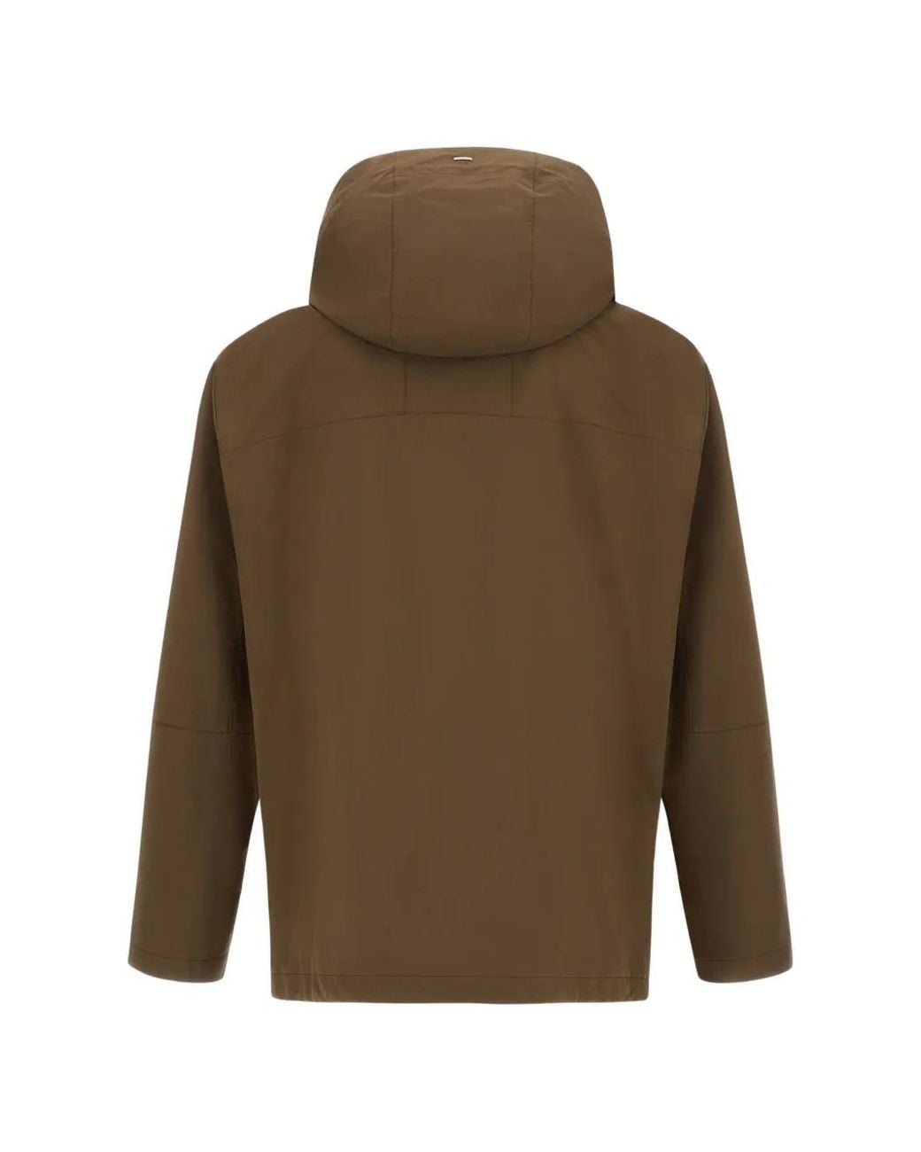 Herno Brown Flap-Pocket Hooded Jacket for men