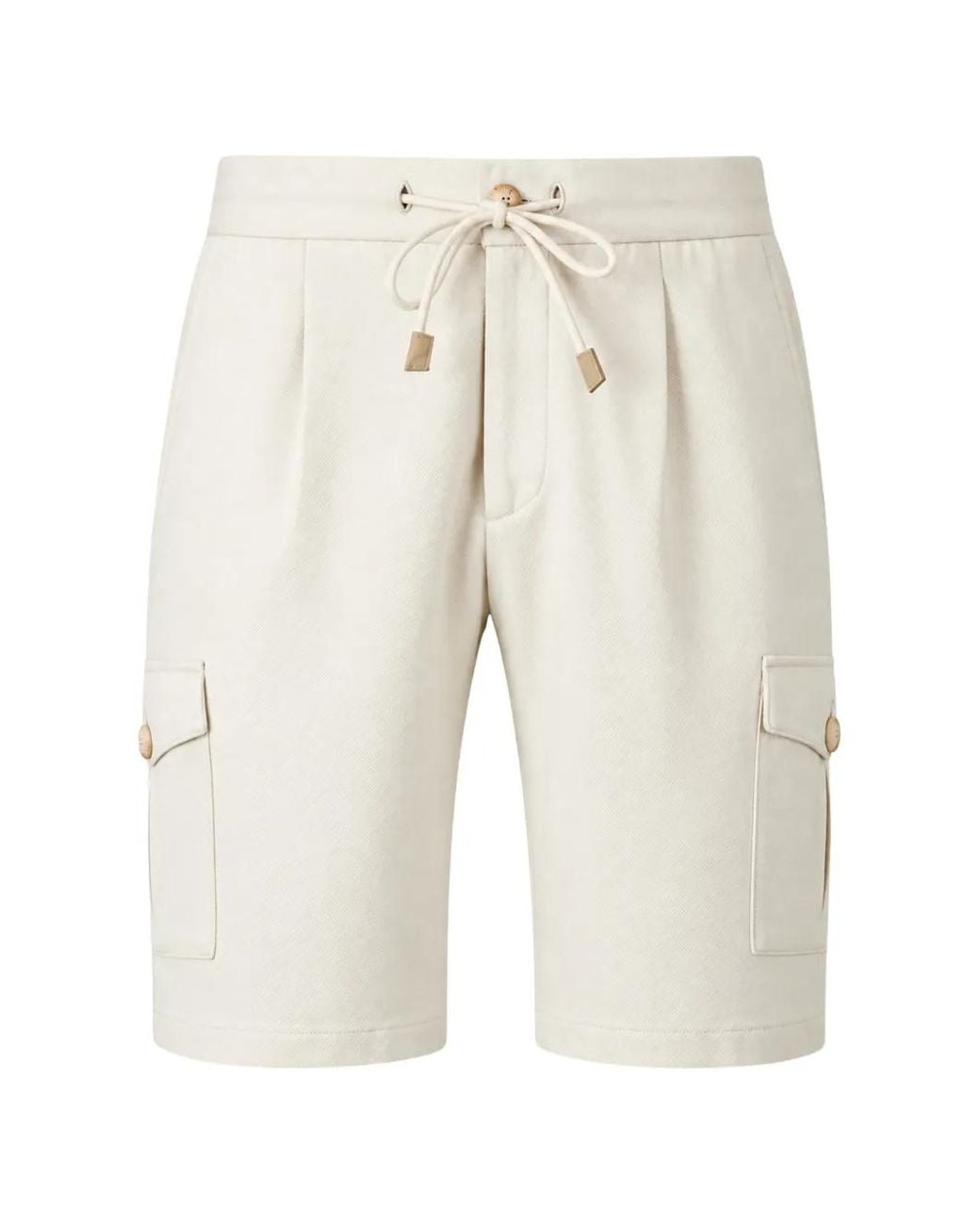 Gran Sasso White Pleated Cargo Shorts for men