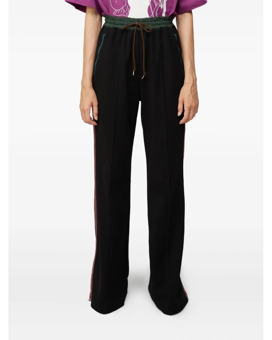 Pantalones Con Raya Lateral Y Cordones Kolor de color Black