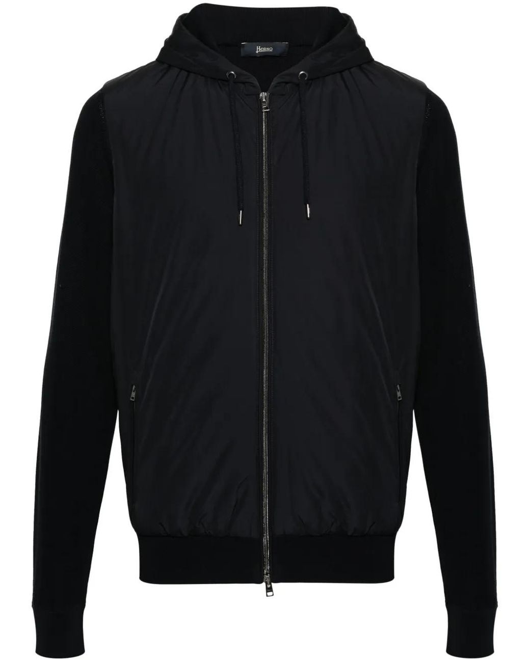 Herno Black Contrast-Panel Piqué Jacket for men