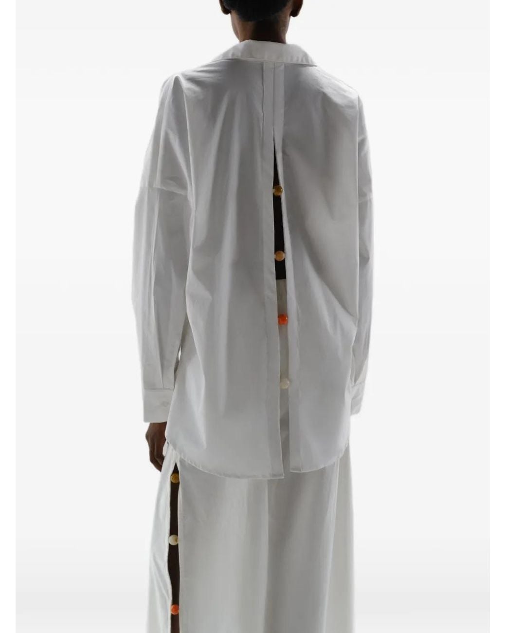 Baobab White Chemise Wayra À Pierres De Résine Et Fente Au Dos