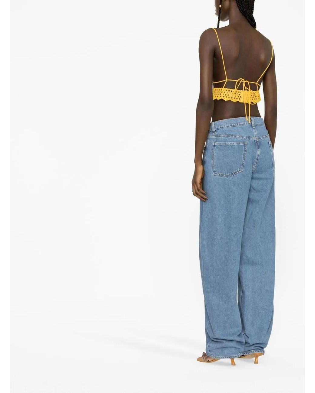 Stella McCartney Broderie Anglaise Cropped Top in het Yellow