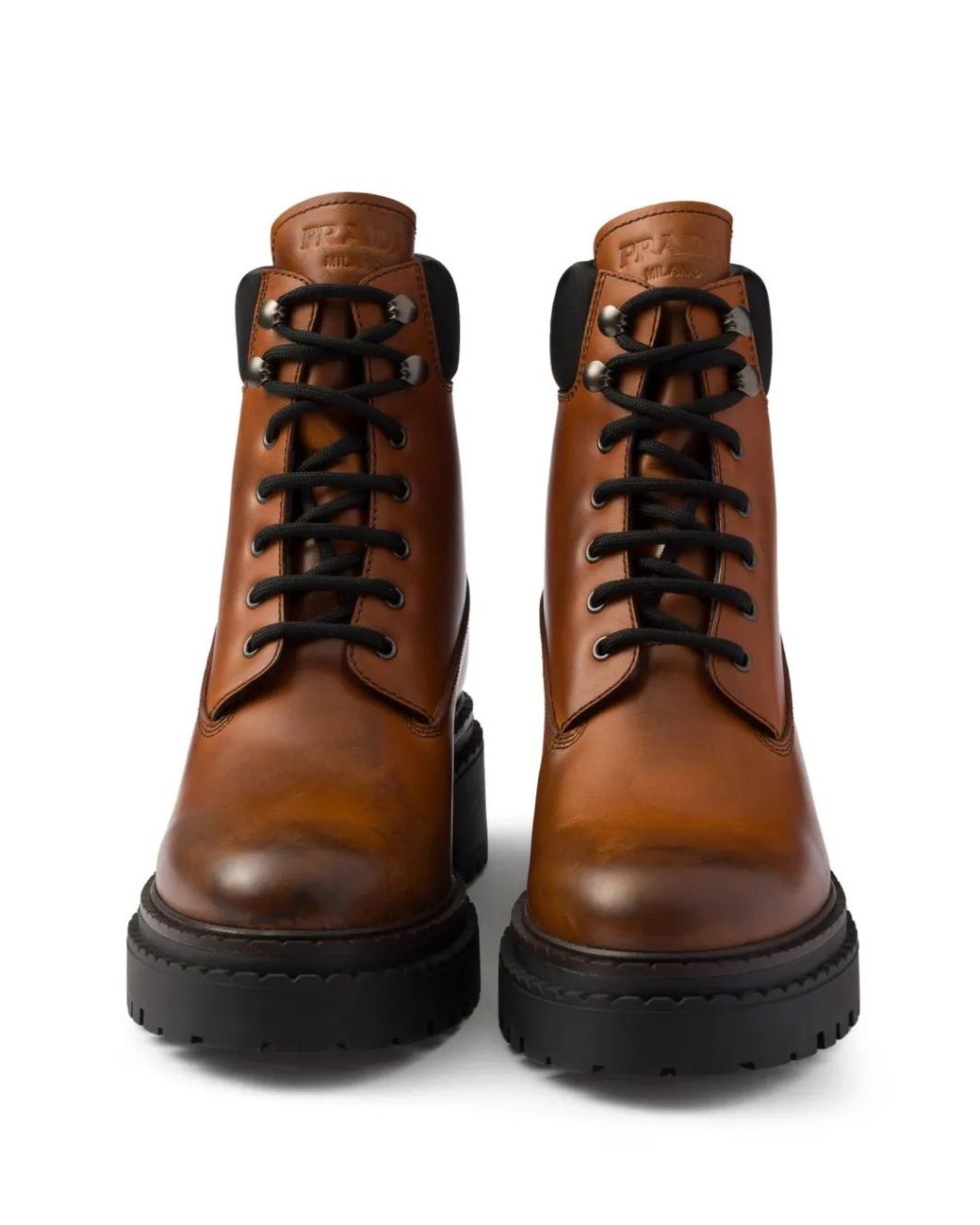 Prada Brown Leather And Re-Nylon Booties