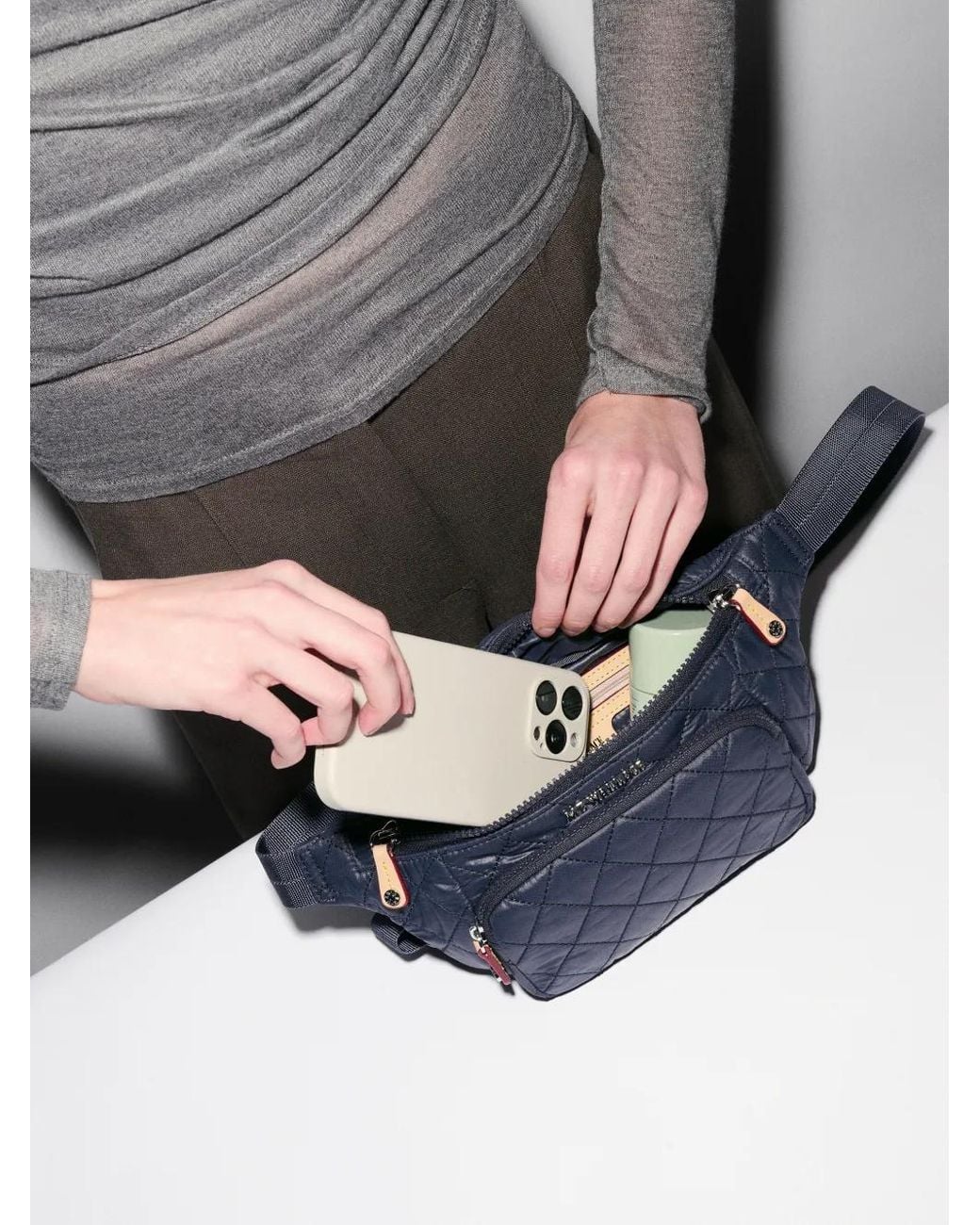 MZ Wallace Blue Small Metro Quilted Belt Bag