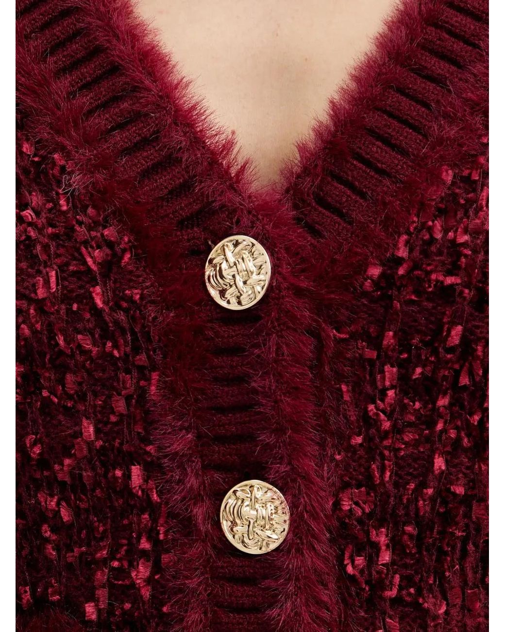 Cárdigan Con Botones Y Cuello En V Guess de color Red