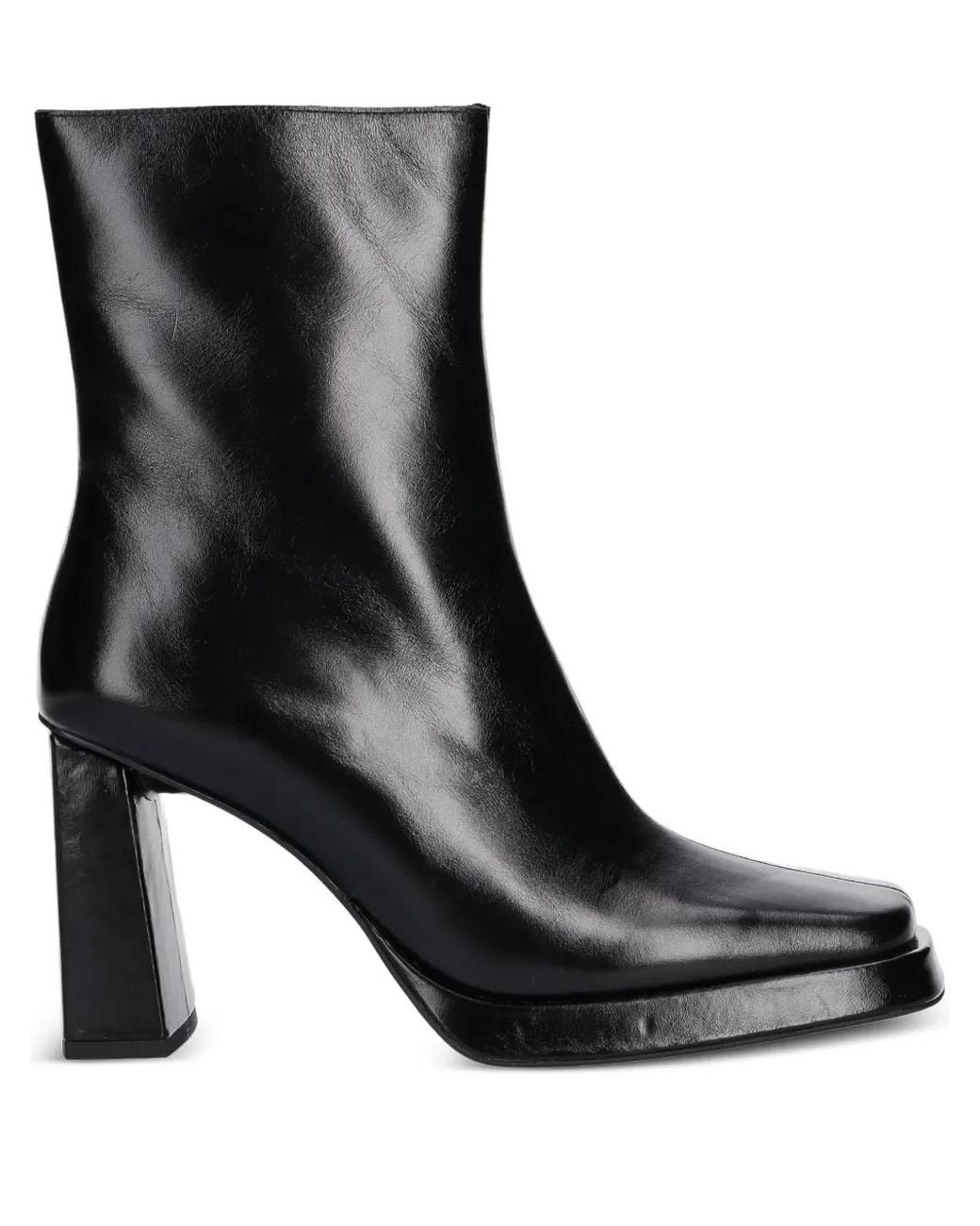 Jeffrey Campbell Black Square-Toe Zip-Up Ankle Boots