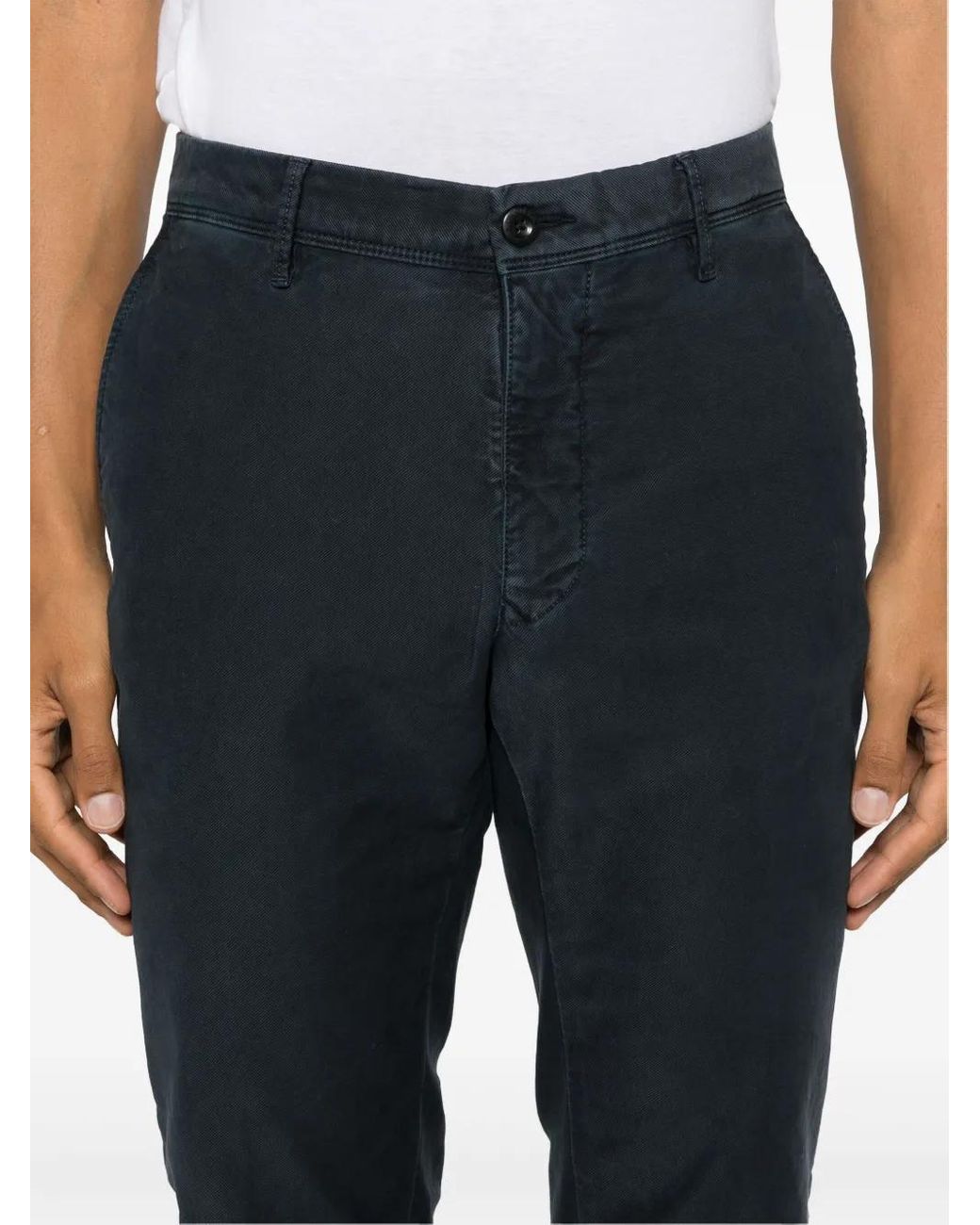 Incotex Blue Logo-Embroidered Trousers for men