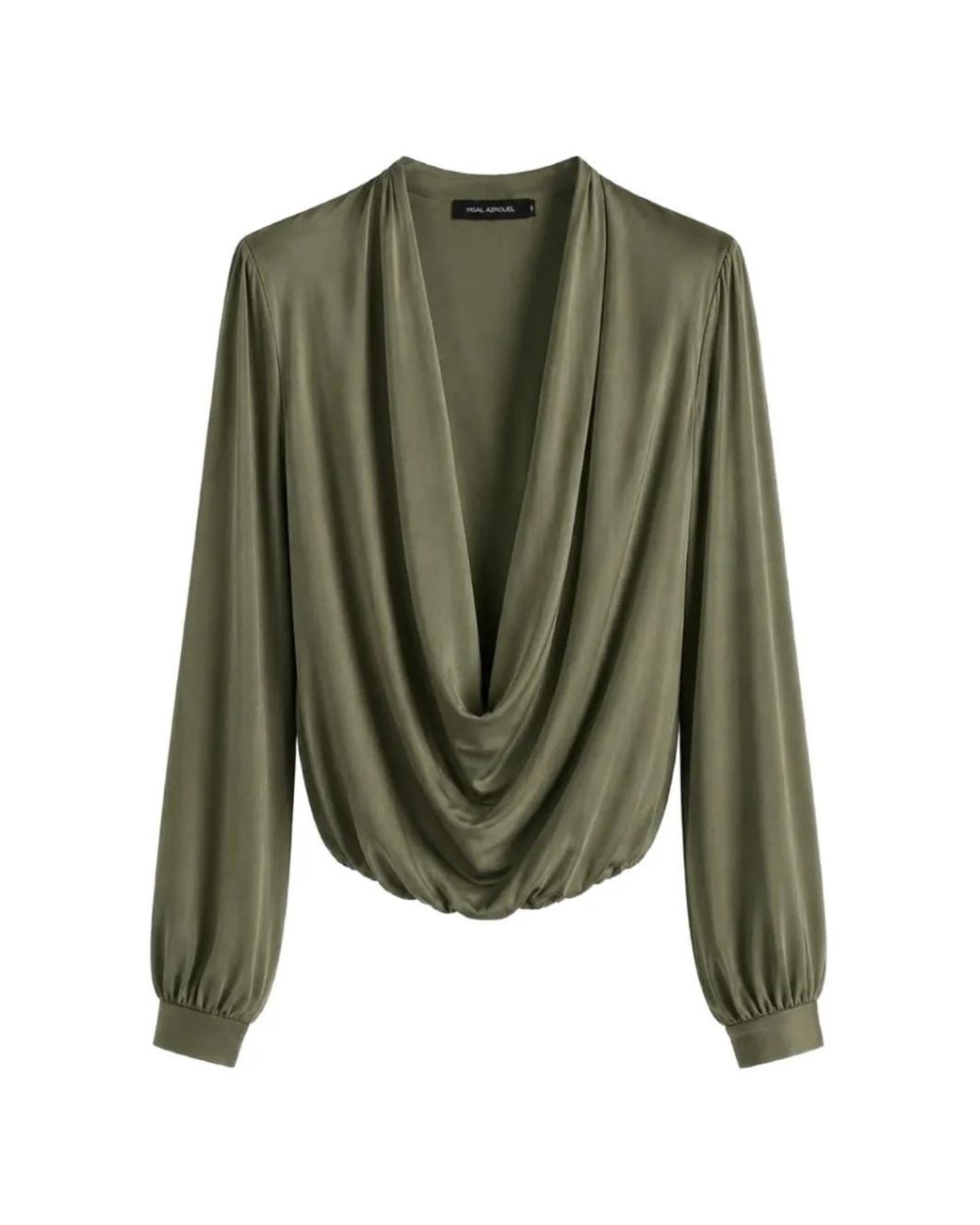 Yigal Azrouël Green Victoria Draped Blouse
