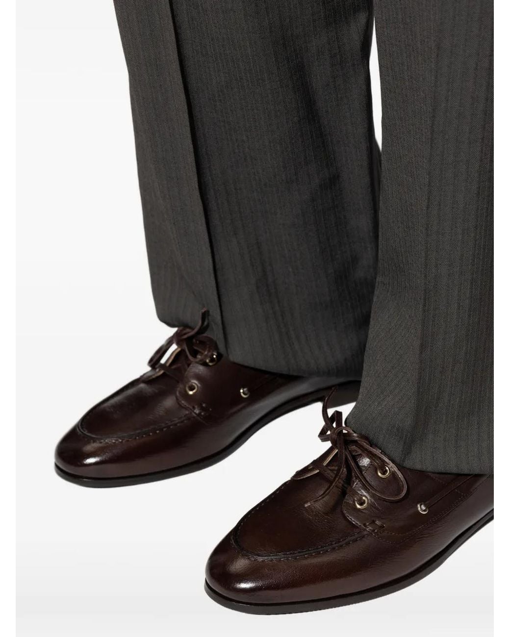 Bally White Plume Lace-Up Buffalo Leather Boat Shoes for men