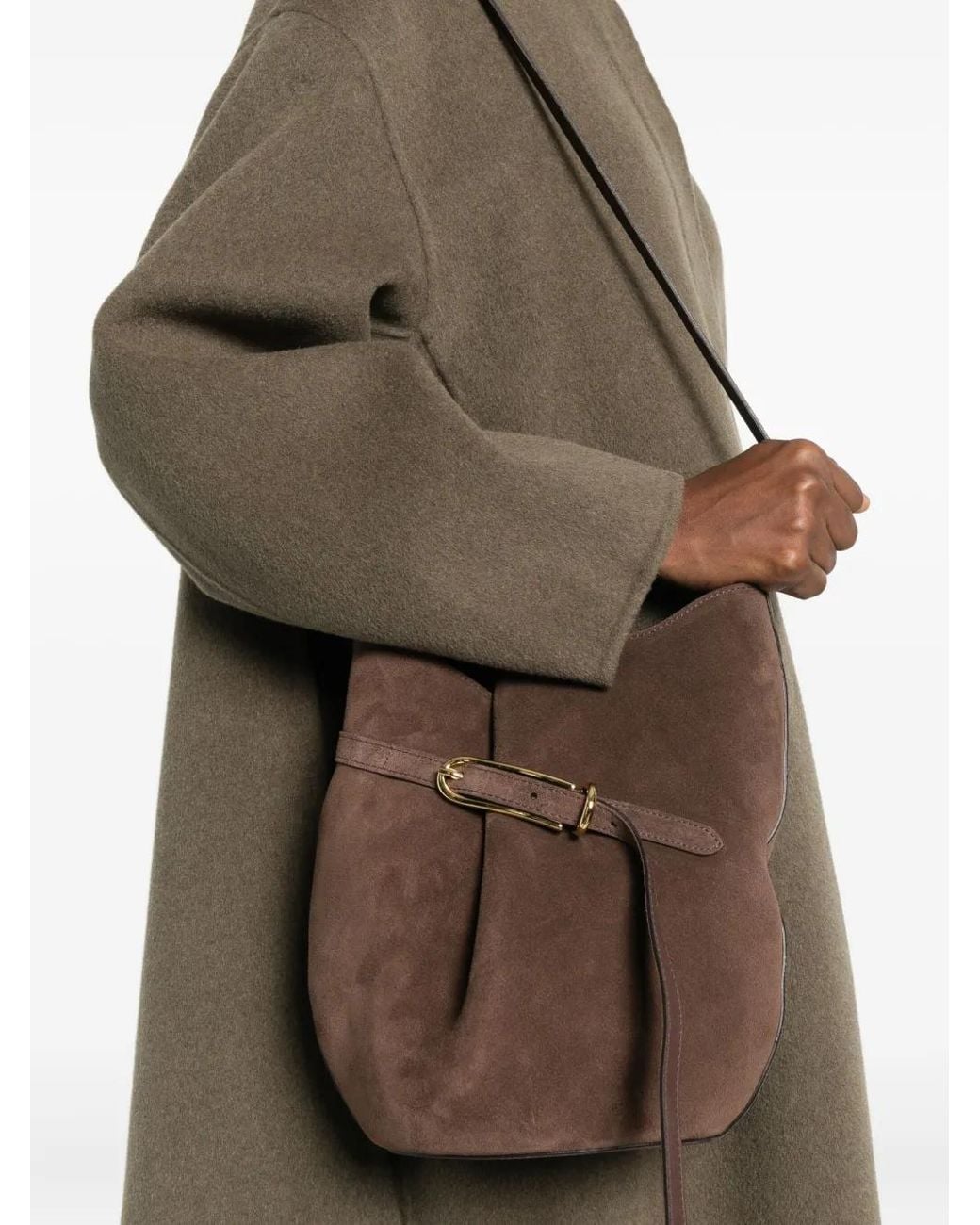 Liffner Brown Suede Bucket Bag