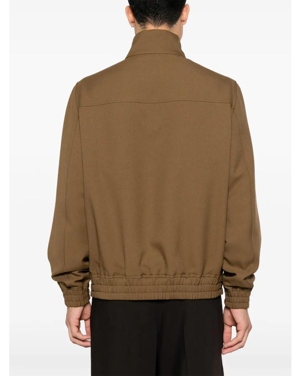 Valentino Garavani Brown V-Detail Zip-Up Jacket for men