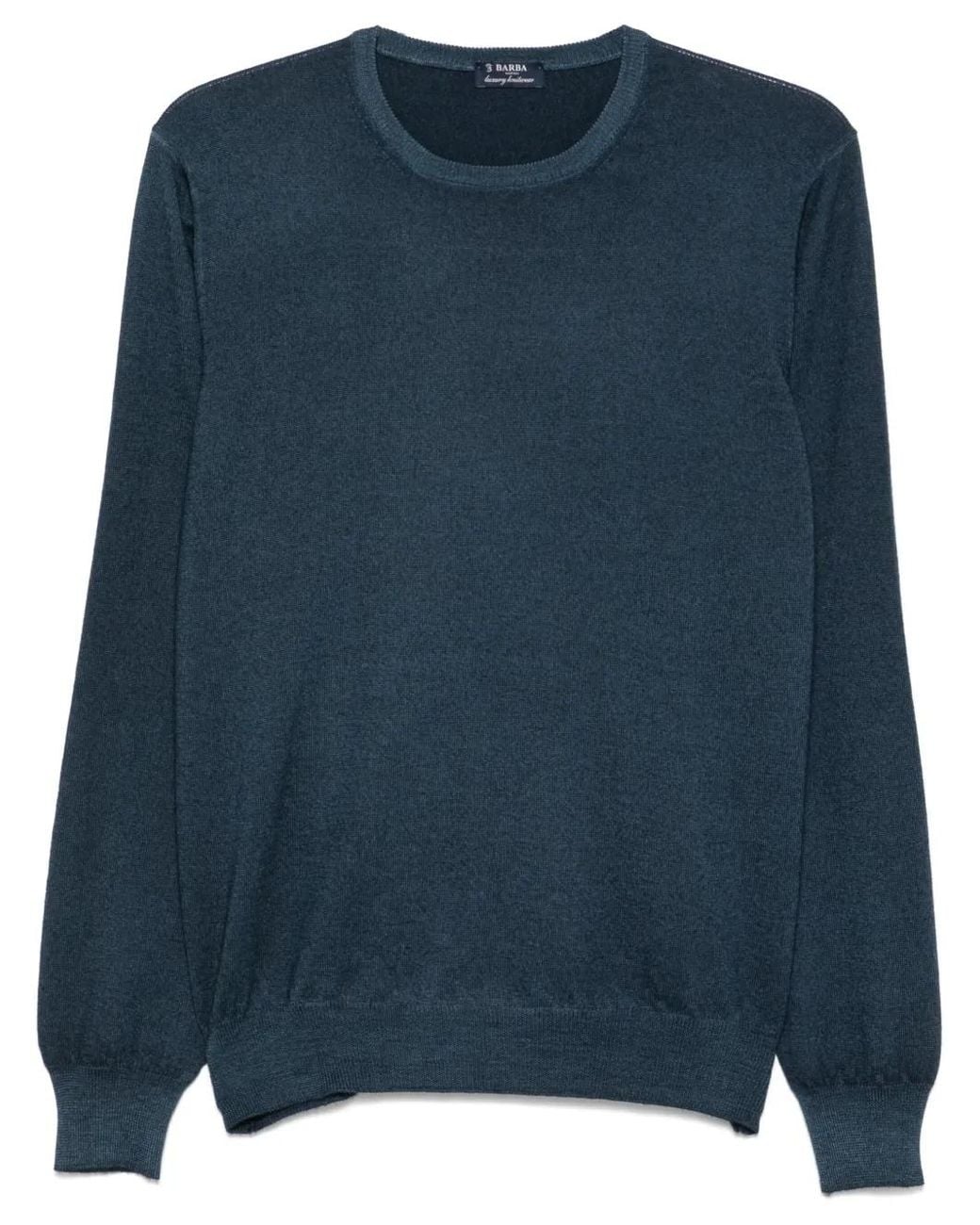 Barba Napoli Blue Virgin Wool Sweater for men
