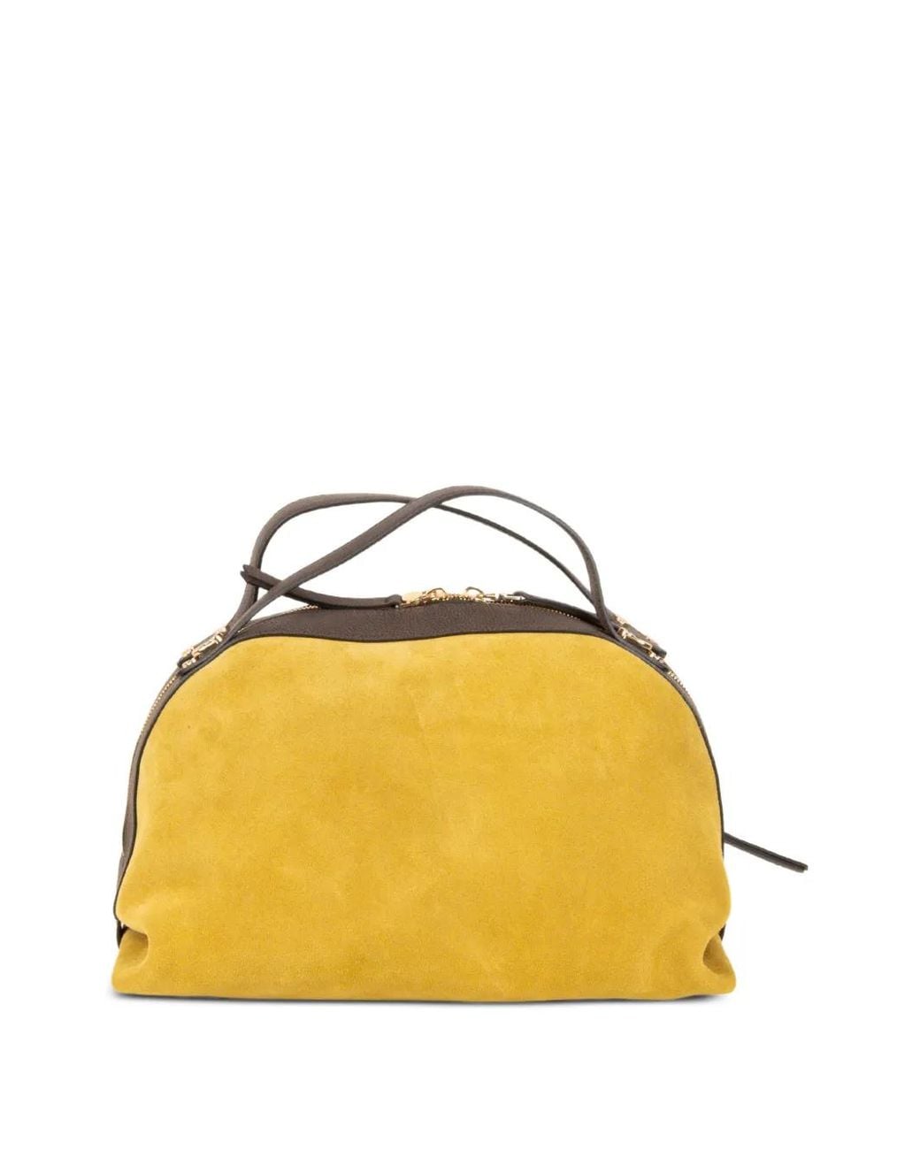 Borbonese Yellow Suede Leather-Trim Tote Bag