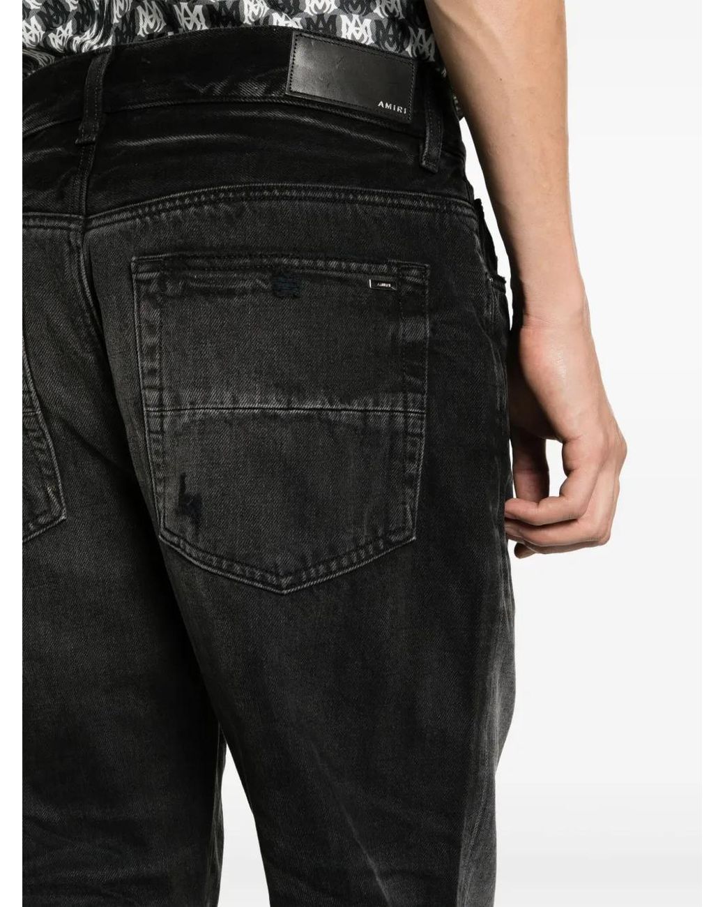 Amiri Black Straight-leg Stonewashed Jeans for men