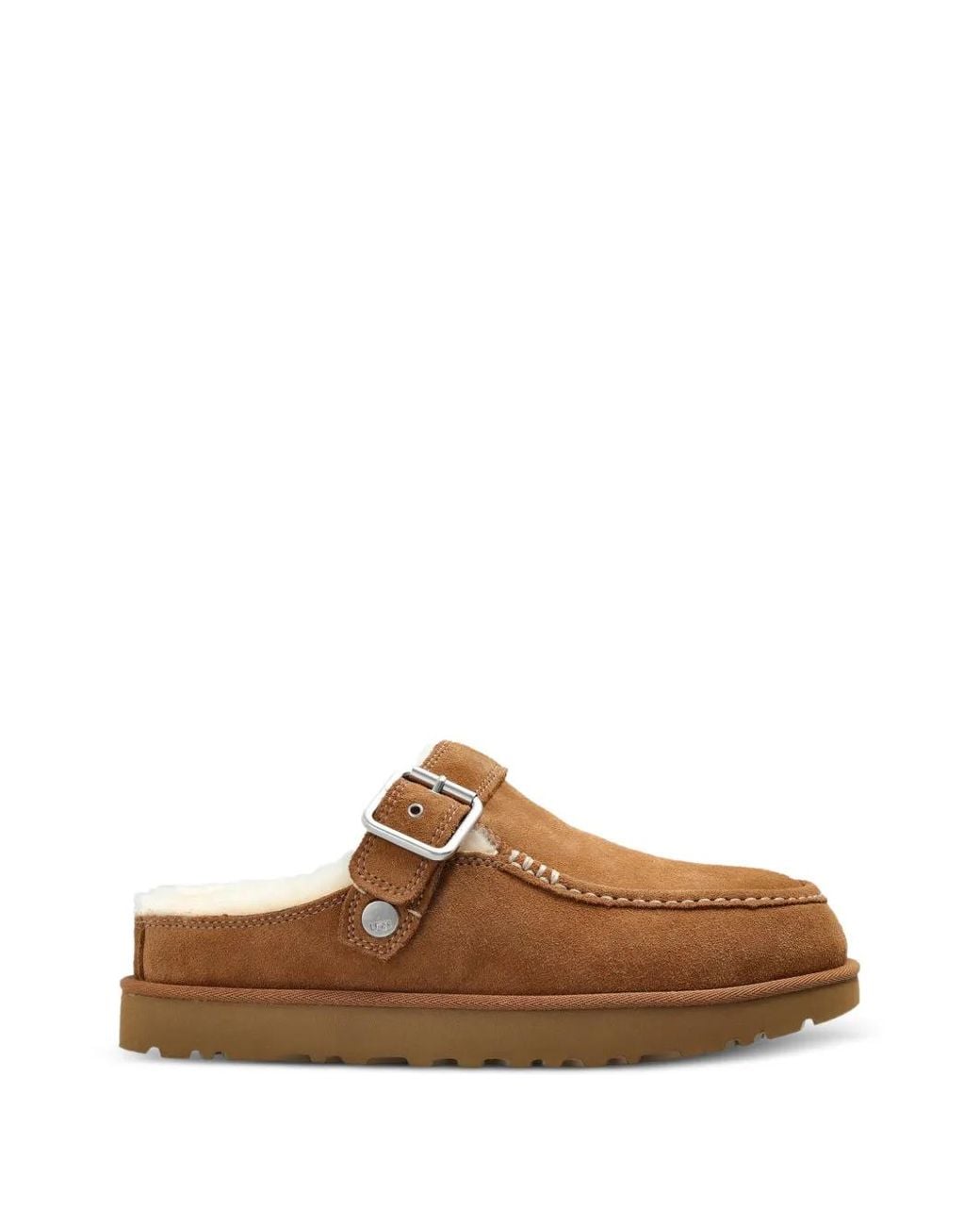 Ugg Brown Sandales Doublées De Peau Lainée À Boucle