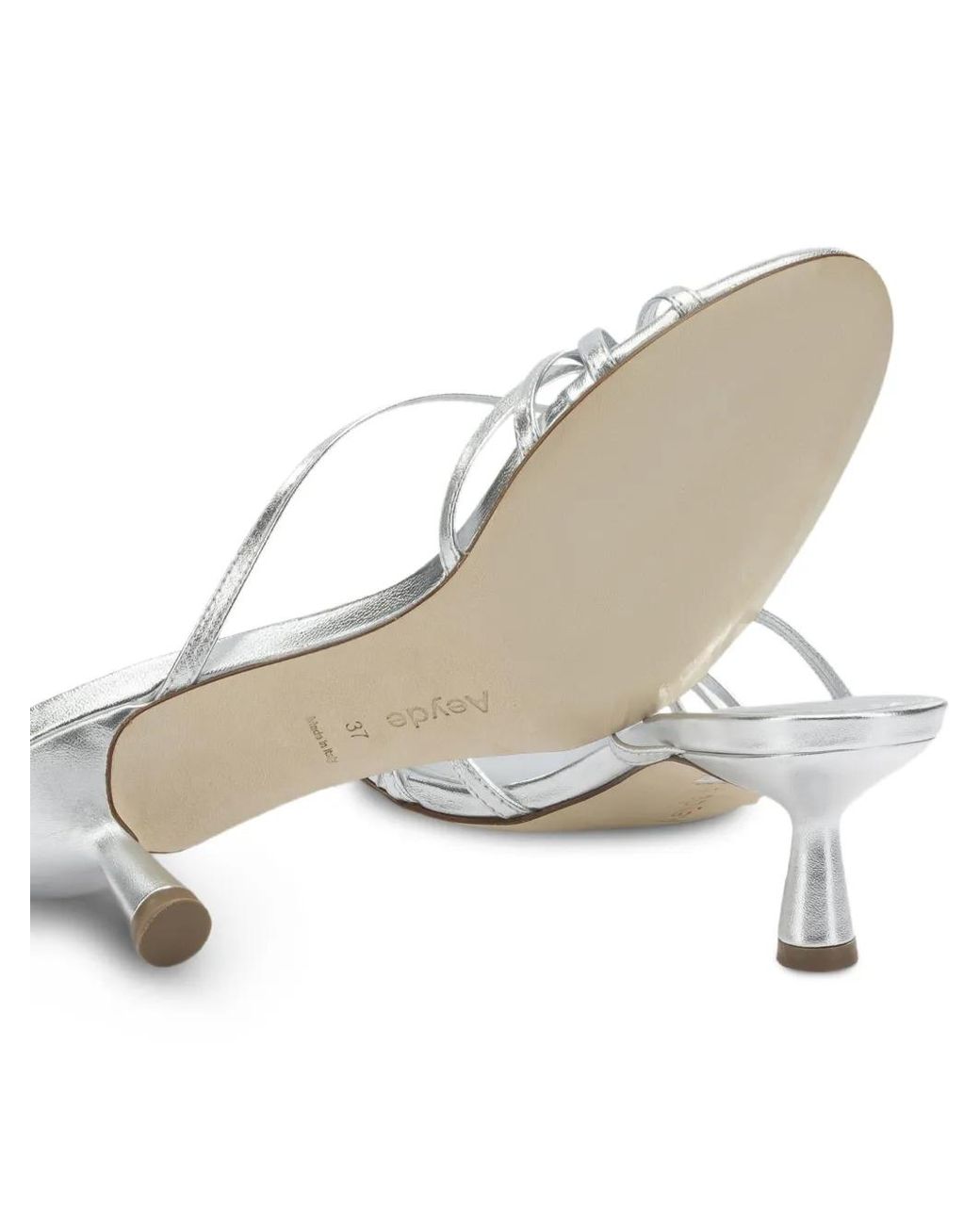 Aeyde White Abby Laminated Leather Sandals