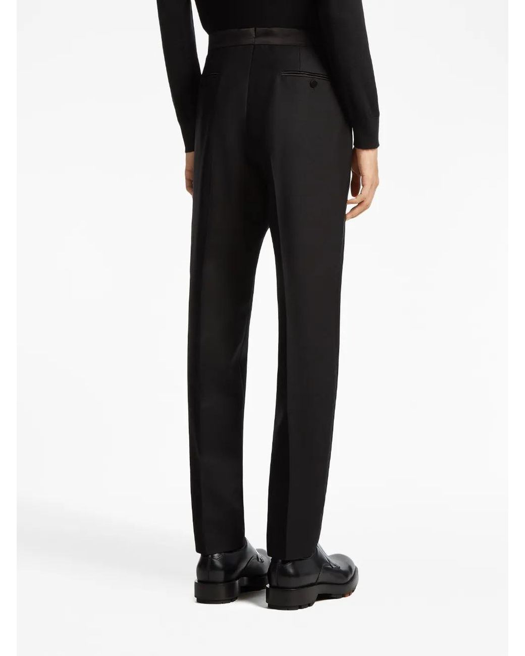 Zegna Black Wool-Mohair Tailored Trousers for men