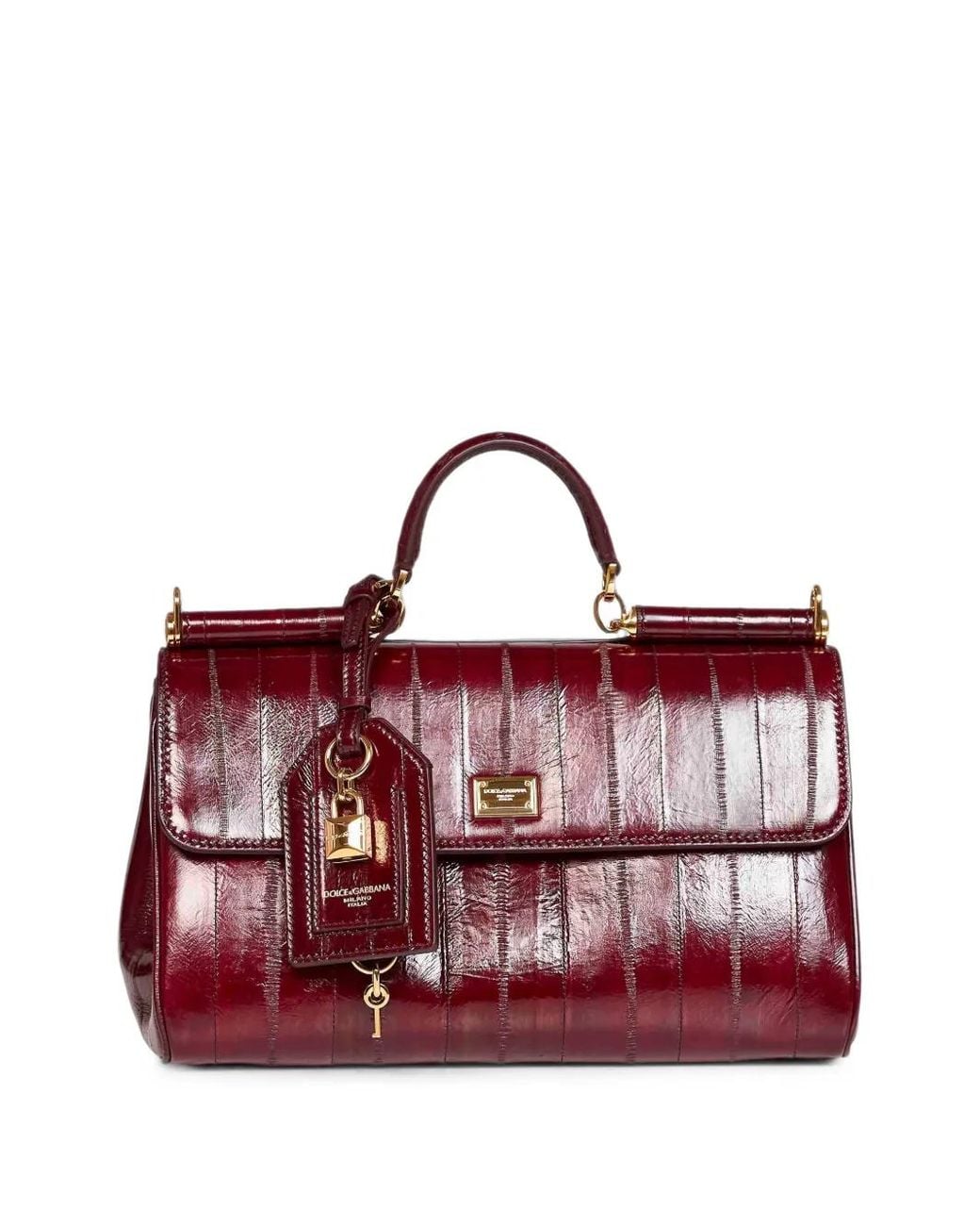 Dolce & Gabbana Red My Sicily Eel Leather Tote Bag