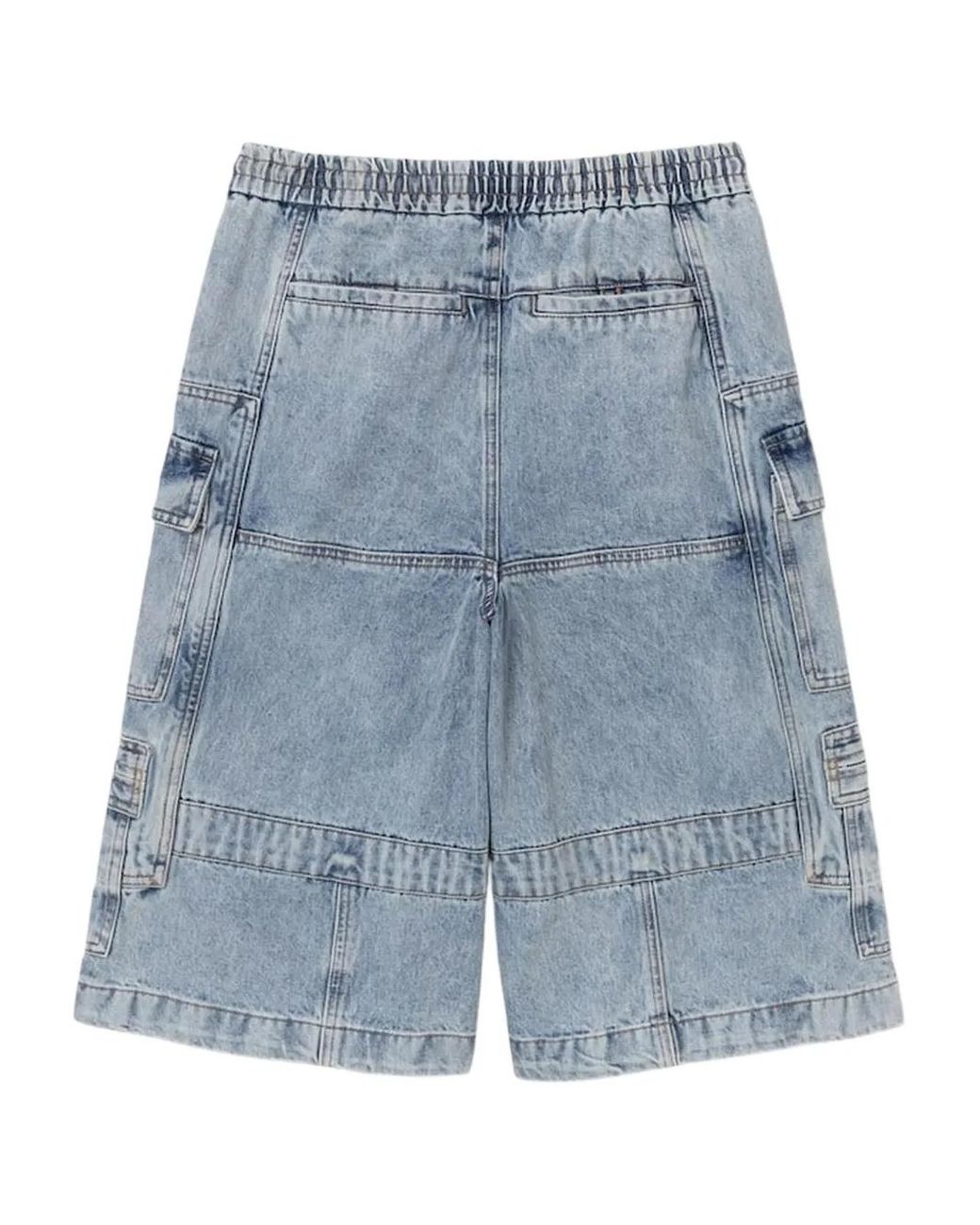 Juun.J Blue Drawstring Denim Cargo Shorts for men
