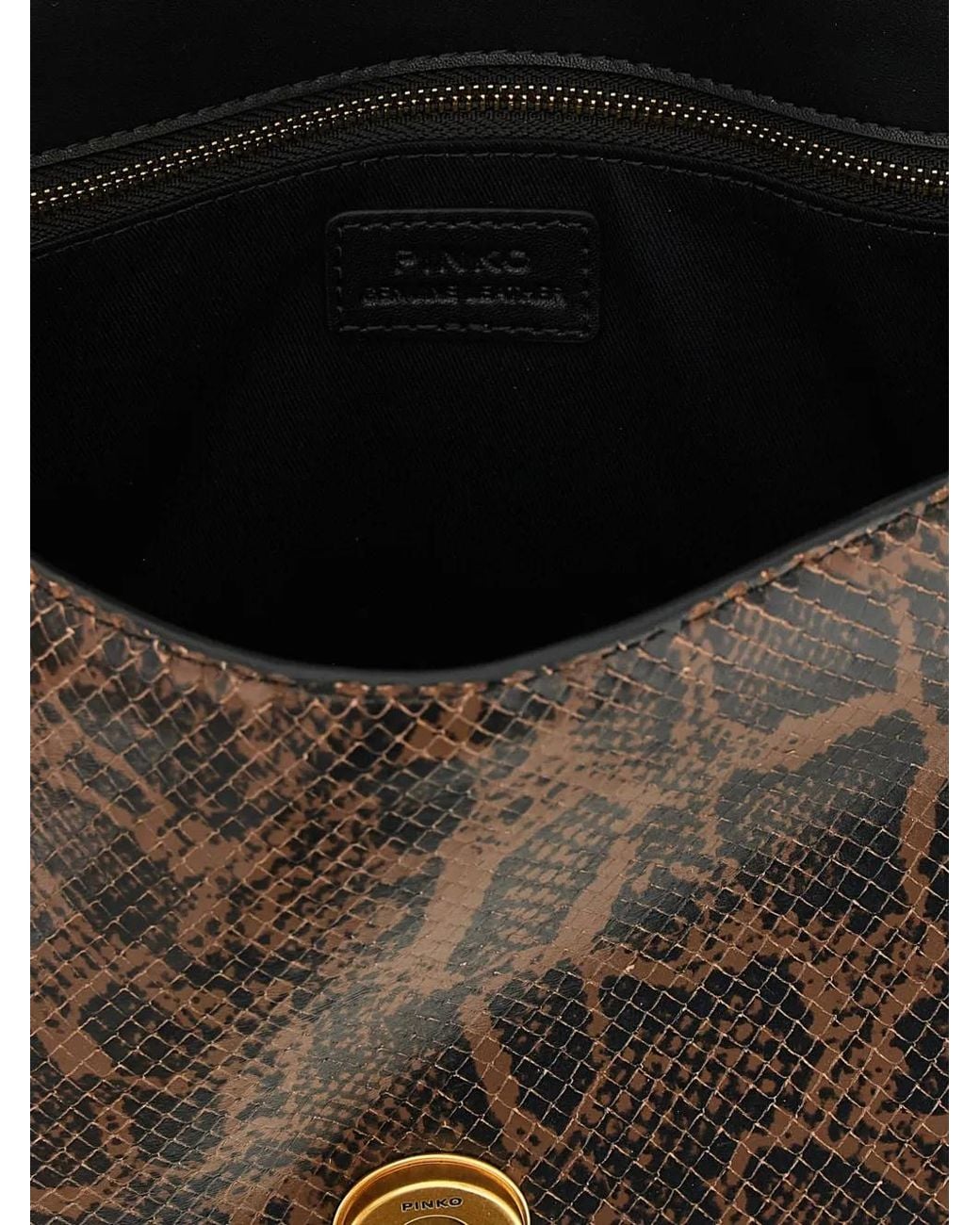 Pinko Black Medium Love One Light Python-Print Handbag