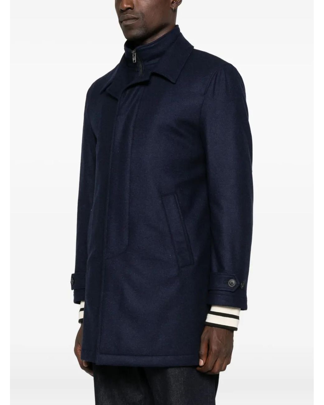 Fay Blue Zip Wool Coat for men