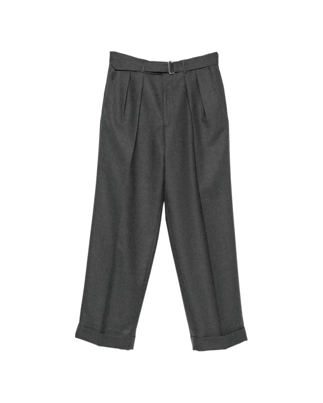 Officine Generale Gray Nash Pleated Belted Trousers for men