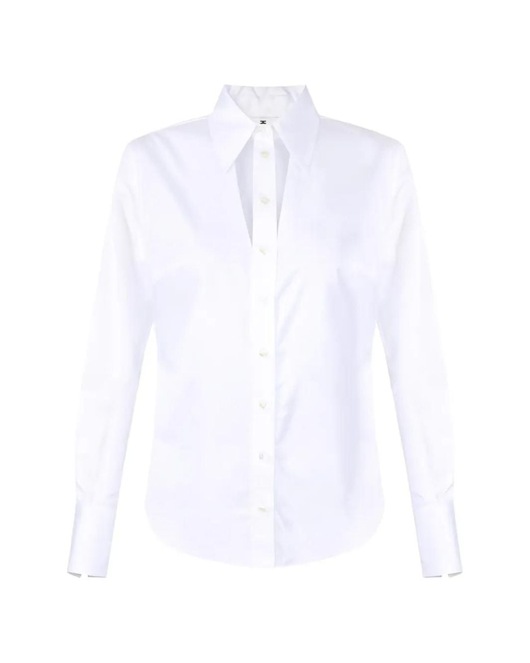 Elisabetta Franchi White Cotton Shirt With Cut-Out And Embroideries
