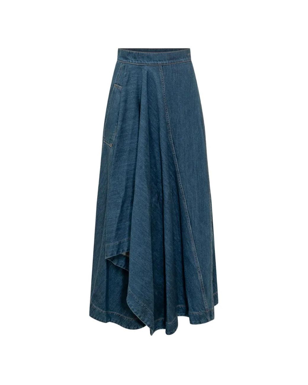 Givenchy Blue Asymmetric Long Skirt