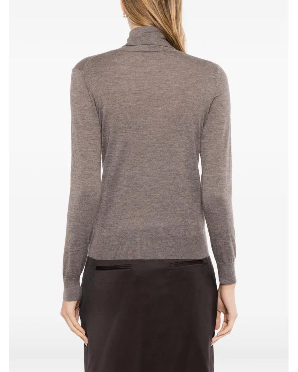 N.Peal Cashmere Brown Margot Roll-Neck Top