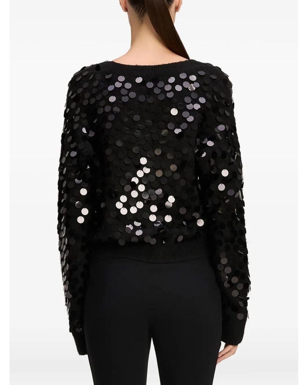 Cinq À Sept Black Briana Paillette-Embellished Sweater
