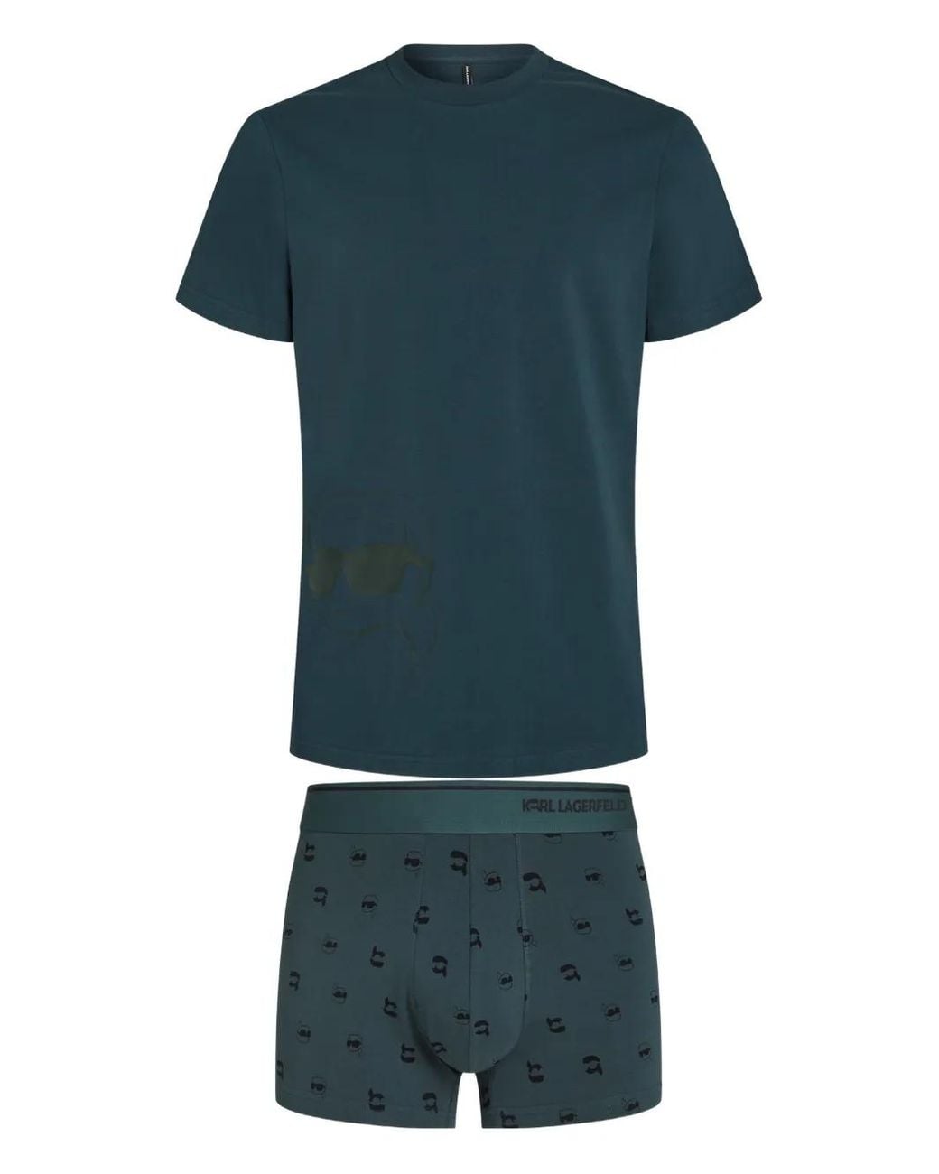 Karl Lagerfeld Blue Ikon Graphic-Print Pajama Set for men