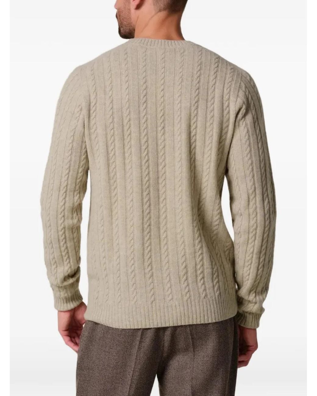 Profuomo White Cable-Knit Sweater for men