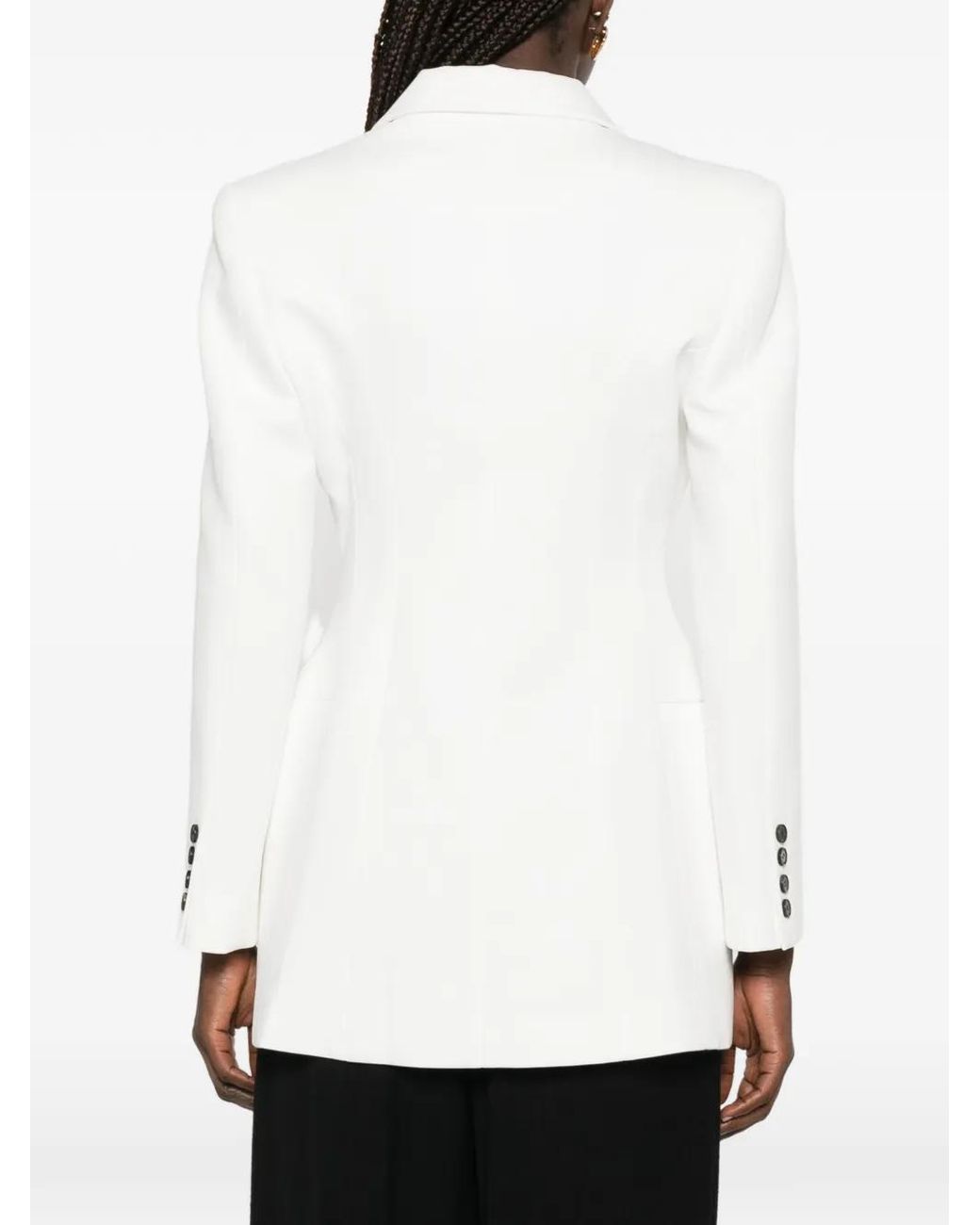 LA PISCINE White Double-Breasted Peaked-Lapel Blazer