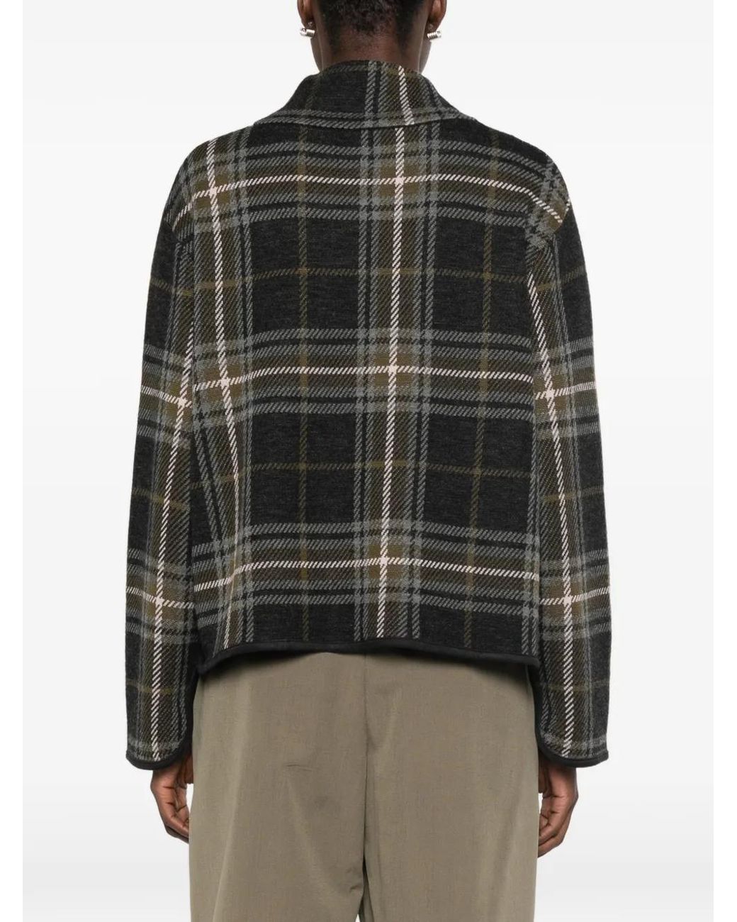 Bompard Black Tartan Mock-Neck Sweater