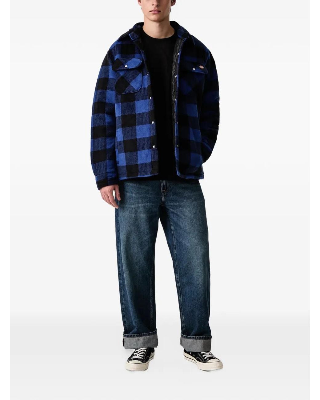Dickies Blue Check-Pattern Padded Jacket for men
