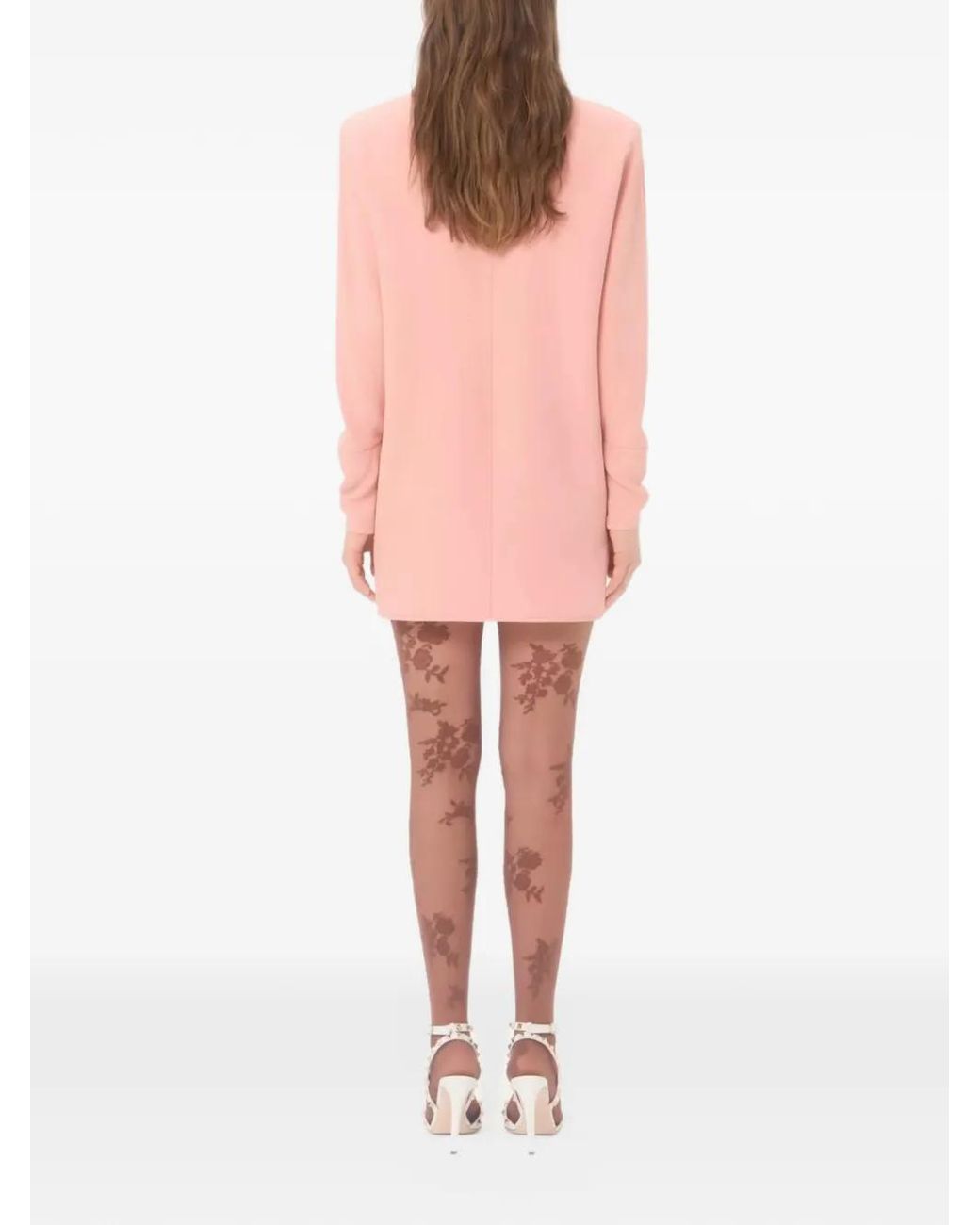 Valentino Garavani Pink Robe Courte En Crêpe Couture À Broderie