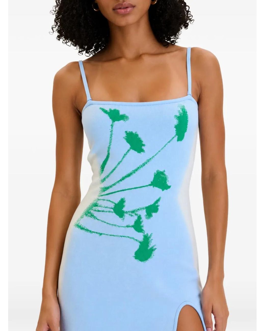 Ph5 Blue Iris Flower-Print Wavy-Slit Maxi Dress