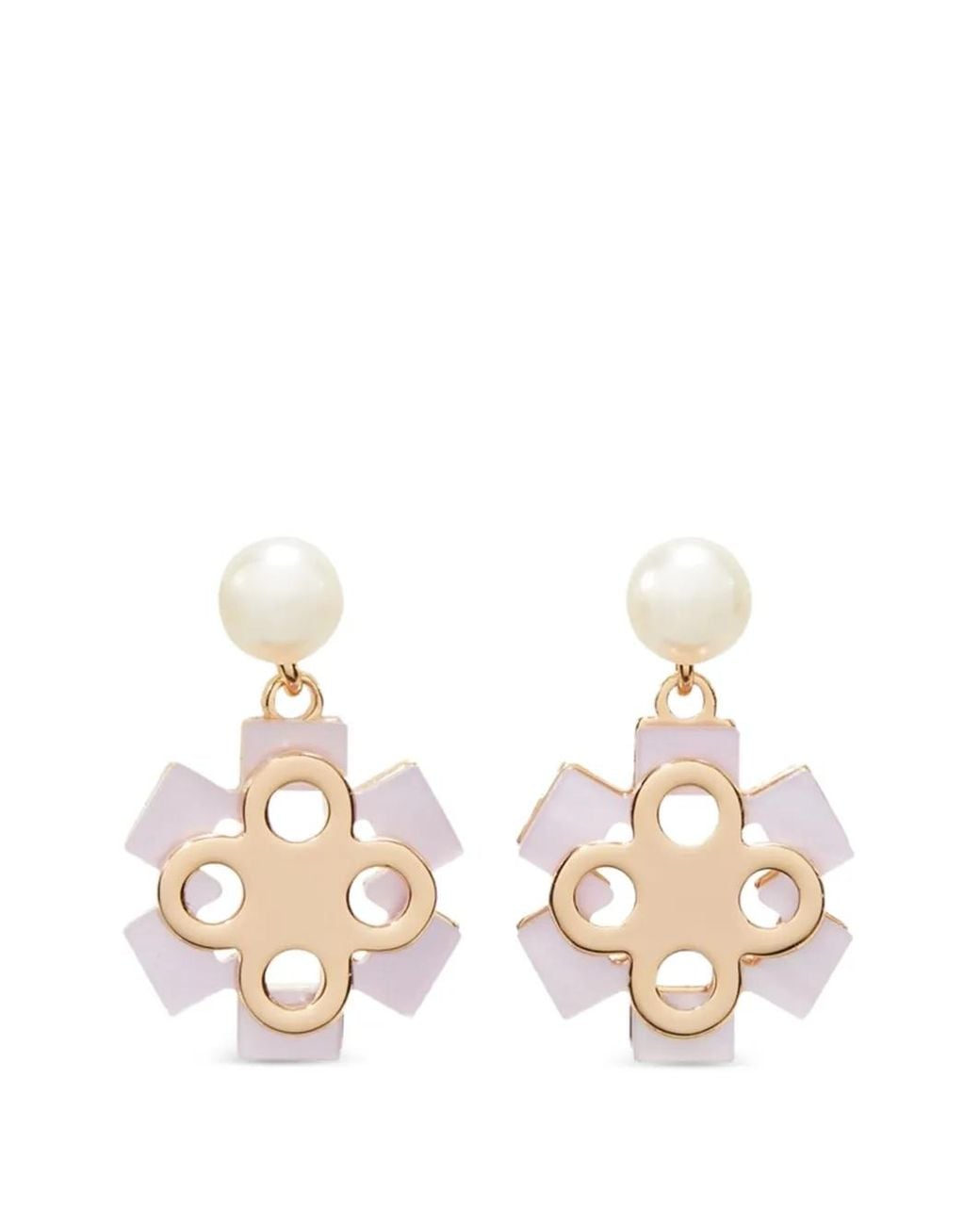 Tory Burch Natural Forget Me Not Pearl Drop Earrings