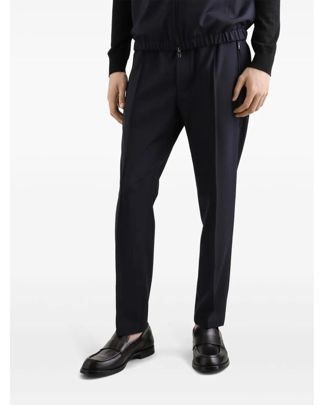 Dolce & Gabbana Blue Pleat-Detail Trousers for men