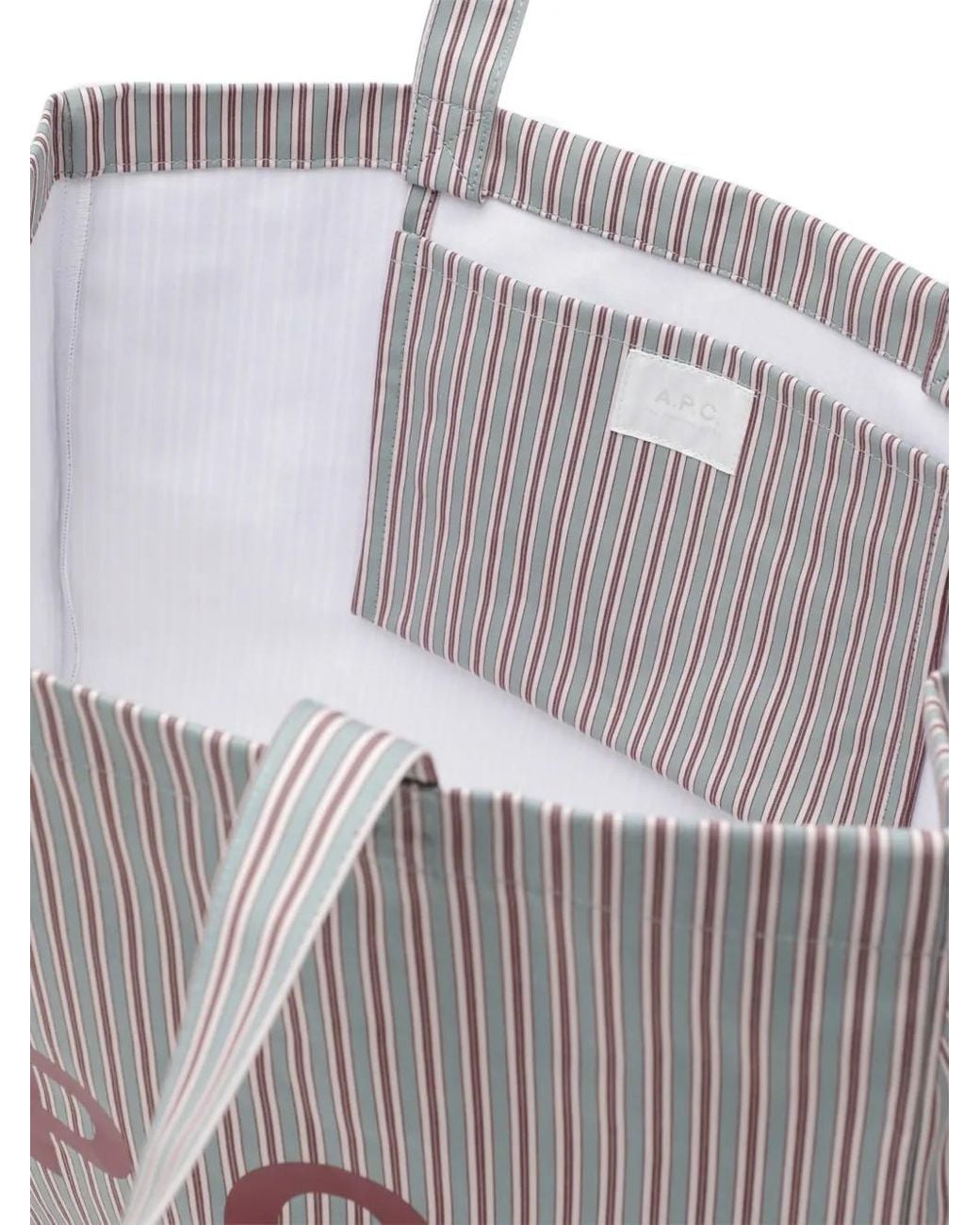 A.P.C. Gray Logo-Print Striped-Pattern Tote Bag