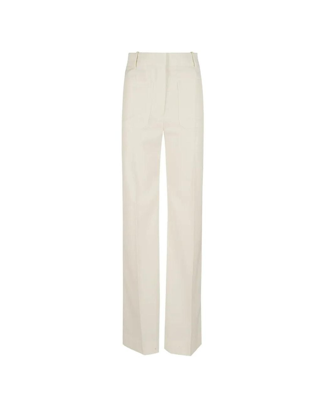 Victoria Beckham White Alina Patch-Pocket Wool Trousers