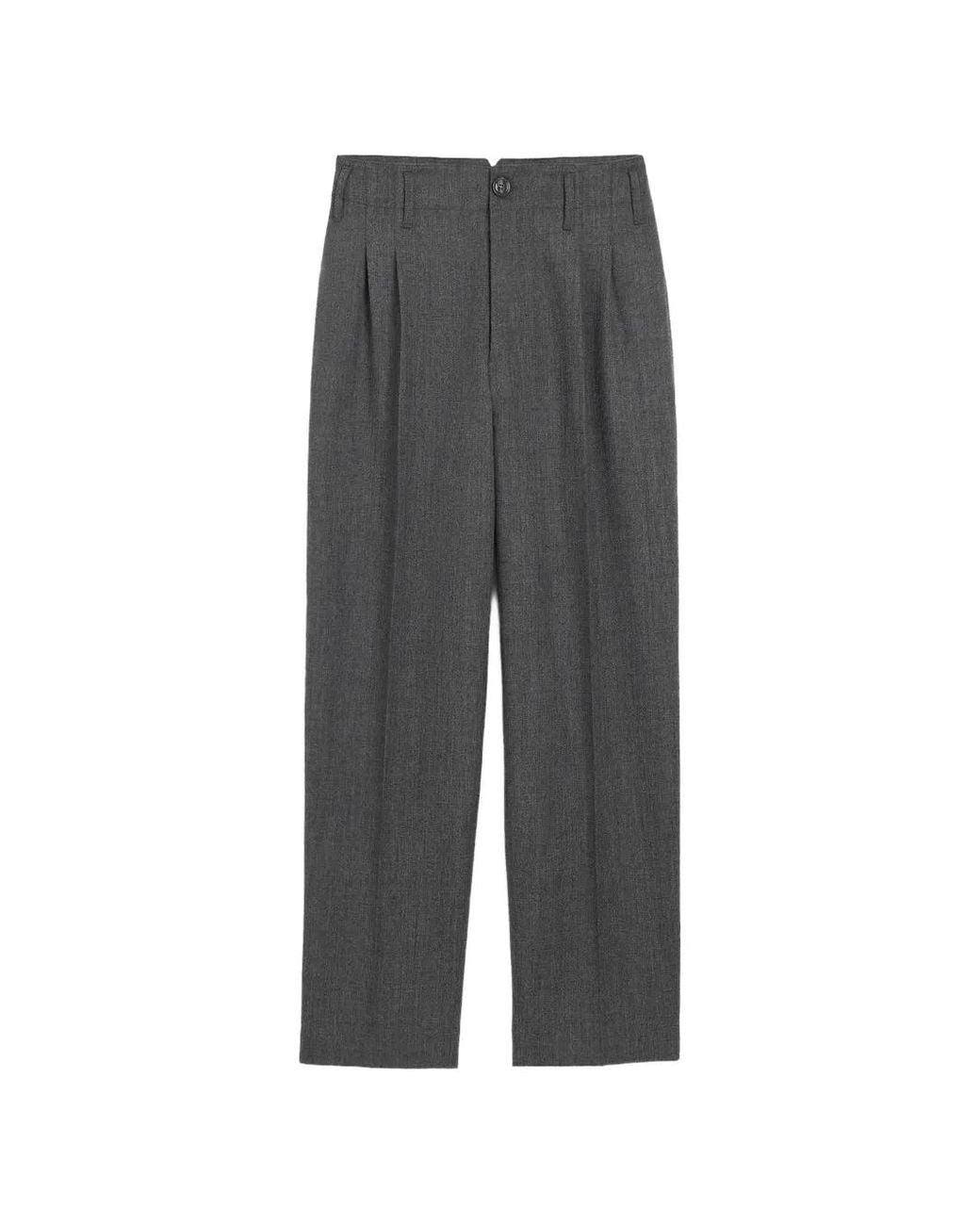 AMI Gray Two-Pleats Wool Trousers for men