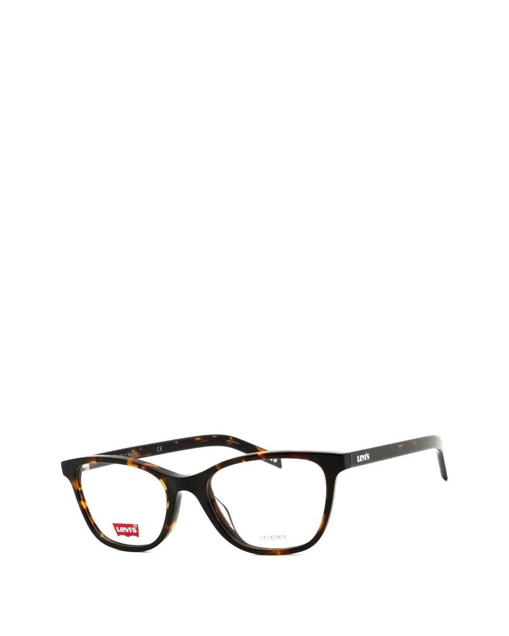 Levi's Black Tortoiseshell-Effect Rectangle-Frame Glasses