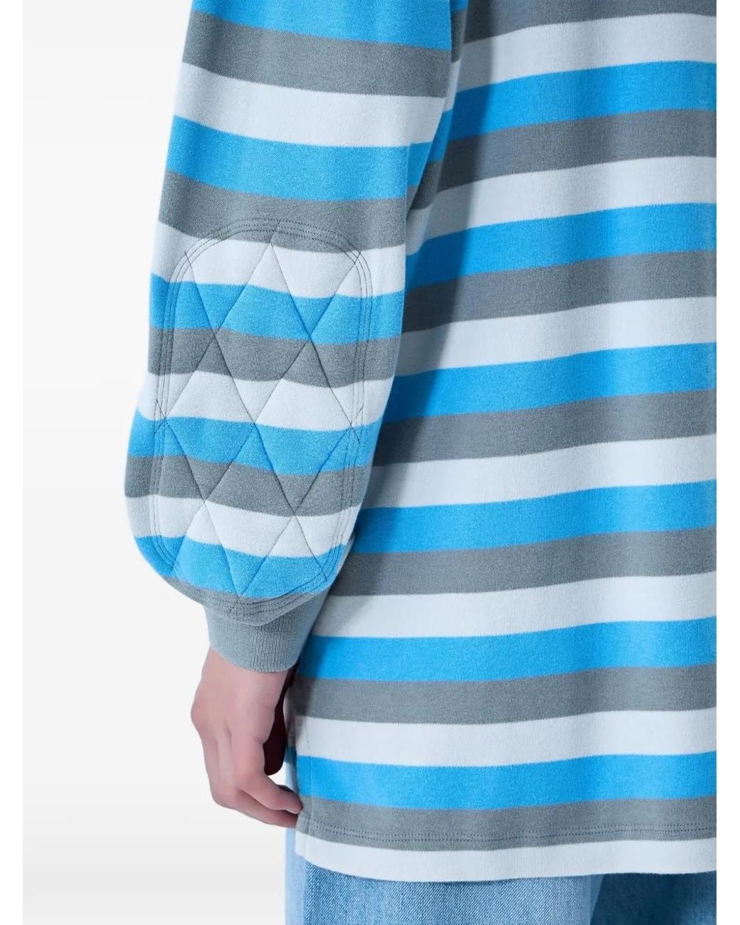 ERL Blue Striped-Pattern Long-Sleeved Polo Shirt for men