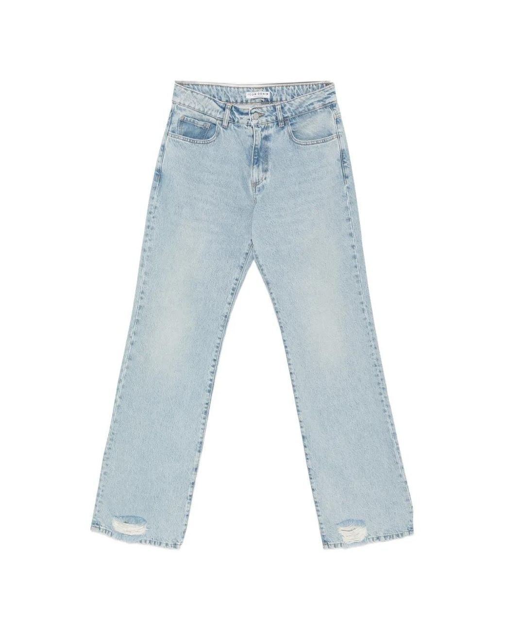 ICON DENIM Blue Iris Distressed-Hem Jeans