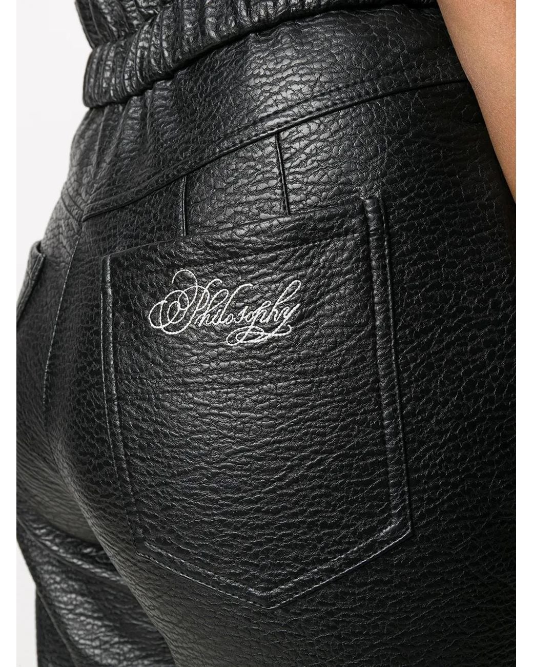 Philosophy Di Lorenzo Serafini Black Faux-Leather Slim Trousers