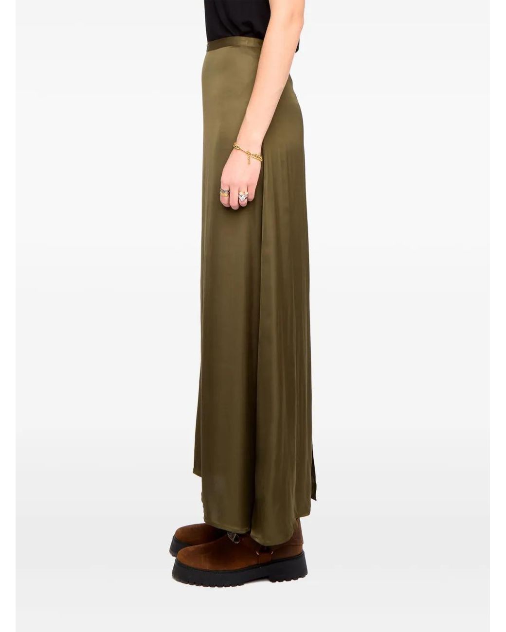 Zadig & Voltaire Green Jimeno Satin Skirt