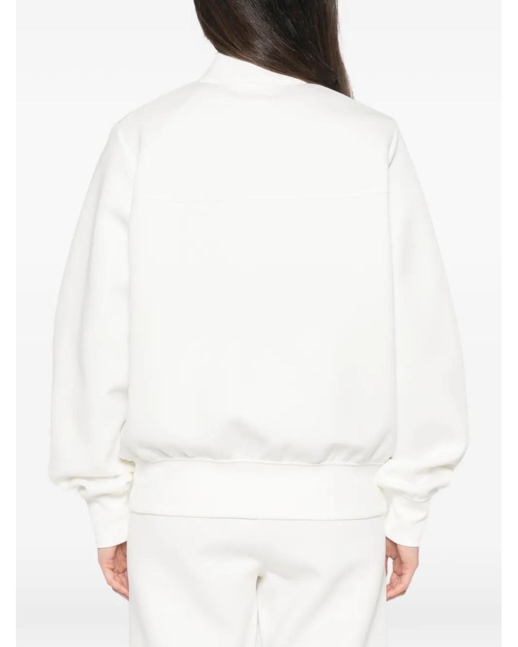 Max Mara White Zip-Up High-Neck Sweater