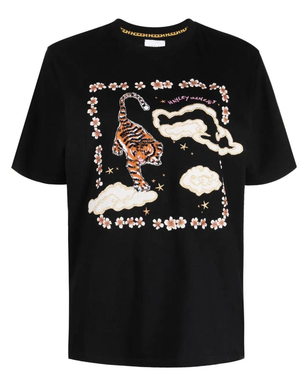 Hayley Menzies Black Graphic-Print Cotton T-Shirt